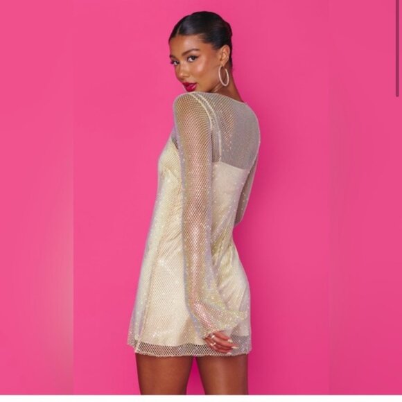 Show Me Your Mumu Iconic Mini in Nude Glitz Size XS Evening Cocktail NWOT - Picture 3 of 8